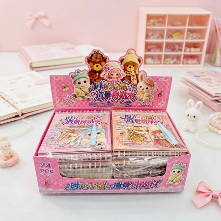 The new Time Shop landscape collage book features cute cartoon scene material stickers and little girl stickers for fun The new Time Shop landscape collage book features cute cartoon scene material stickers and little girl stickers for fun